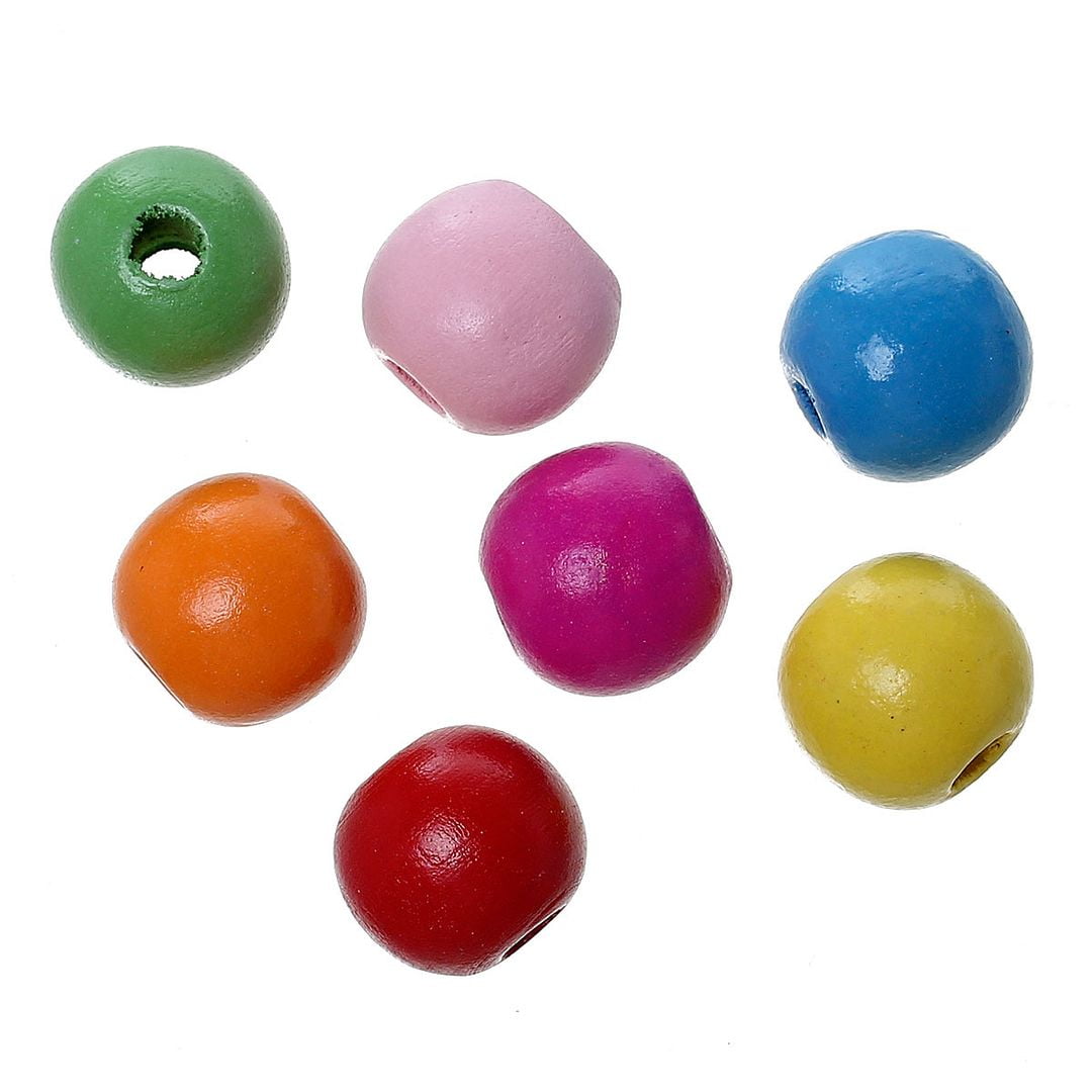 250 PINK COLOUR ROUND FLAT SHAPE WOOD BEADS 8 mm = W0022 