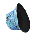 thumbnail image 4 of Charmgo Trucker Hat Clearance, Men and Women Casual Summer Printed Outdoor Double Sided Flat Top Sunshade Bucket Hat Bucket Hat Baseball Cap, Sun Hats for Women Blue, 4 of 4