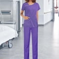 thumbnail image 3 of Conjunto de uniformes para mujer, pantalones superiores de enfermera, trajes de trabajo de médico, ropa cómoda para el de mascotas, SPA, Púrpura Macarena Pantalones médicos de enfermera, 3 of 8