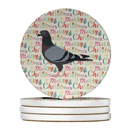 

4 x 4 in. Unisex Racing Pigeon Christmas Large Sandstone Coasters - Pack of 4