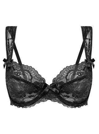 TQWQT Sexy Lingerie for Women See Through Unlined Bra Sheer Mesh Demi  Unpadded Bralette Plunge Non Padded Underwire Bras