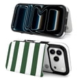 thumbnail image 4 of Green White Horizontal Striped Pattern Leather Wallet Case for iPhone 14 Pro Wallet Case Card Holder Flip, 4 of 8