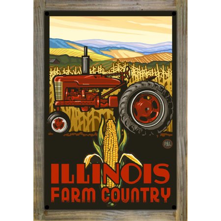 Illinois Farm Country Tractor Profile Corn Metal Print On