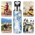 thumbnail image 7 of Yayeee 20oz Double Wall Stainless Steel Water Bottle with Flip Straw, Floral Easter Rabbits, 7 of 7