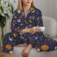 thumbnail image 6 of Honeii Galaxy Print Women's Pajama Sets Long Sleeve Button Down Sleepwear Nightwear Soft Pjs Lounge Sets 2PCS-Small, 6 of 7