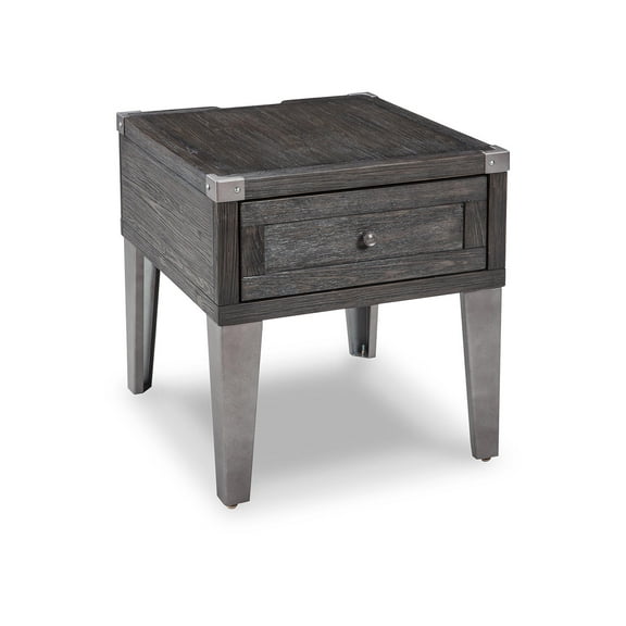 Signature Design by Ashley Contemporary Todoe End Table with USB Ports & Outlets Dark Gray
