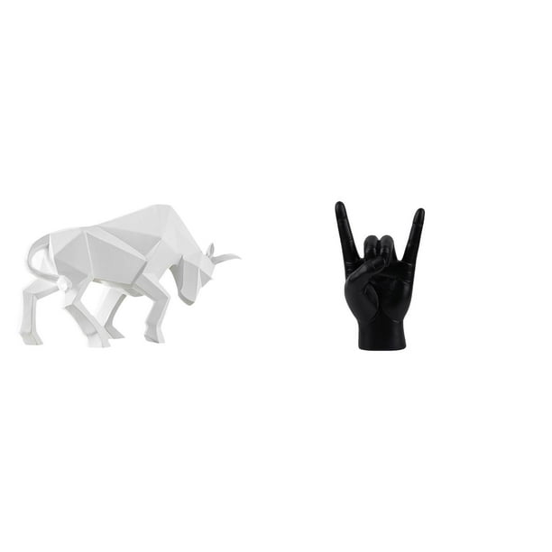Estatua de toro,Estatua de toro,figura decorativa para escritorio,Arte decorativo coleccionable para el hogar y la oficina,Estatua del gesto de la roca,Figuras de estatuas de dedos con gestos
