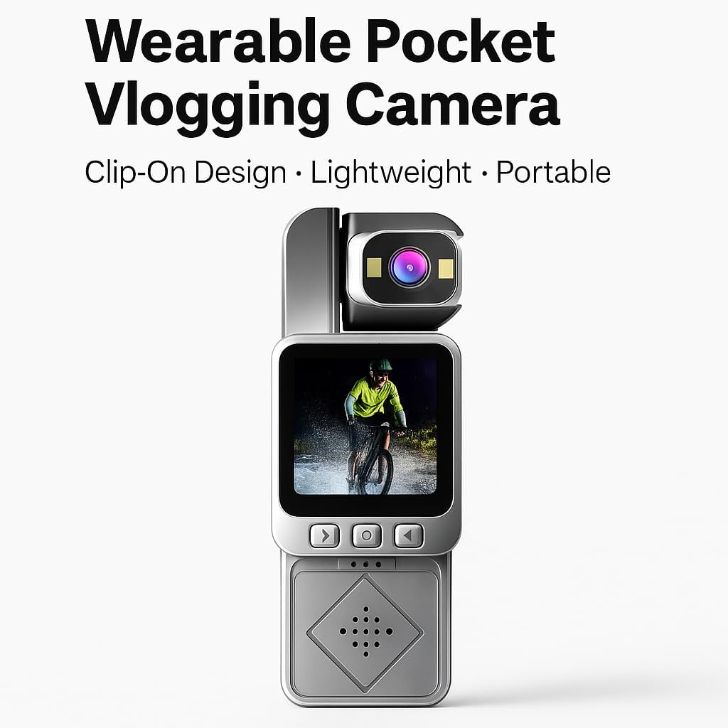 Acuvar 1080P Pocket Vlogging Camera with 3-Axis Gimbal Stabilizer, Handheld Portable Video Camera with WiFi, LCD Screen, Face Tracking, 360° Rotation & 64GB SD Card
