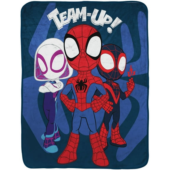 Spidey and His Amazing Friends Team Up Silk Touch Throw, 40 x 50, Microfiber, Blue, Marvel