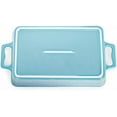 thumbnail image 5 of Set of 3 Ceramic Baking Dishes, Rectangular Bakeware with Handles, Elegant Casserole Dish Set Lasagna Pan for Baking, Cooking, Cake Dinner, Banquet, Lake Blue, 3 Sizes$$Home Decor, Kitchen, & Other, 5 of 7