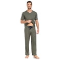 thumbnail image 6 of ANLIQI Men's 100% Cotton Pajama Set Soft v-neck Top Short Sleeve & Bottom Pants with Pockets Men's Loungewear Sets(AG_XL), 6 of 8
