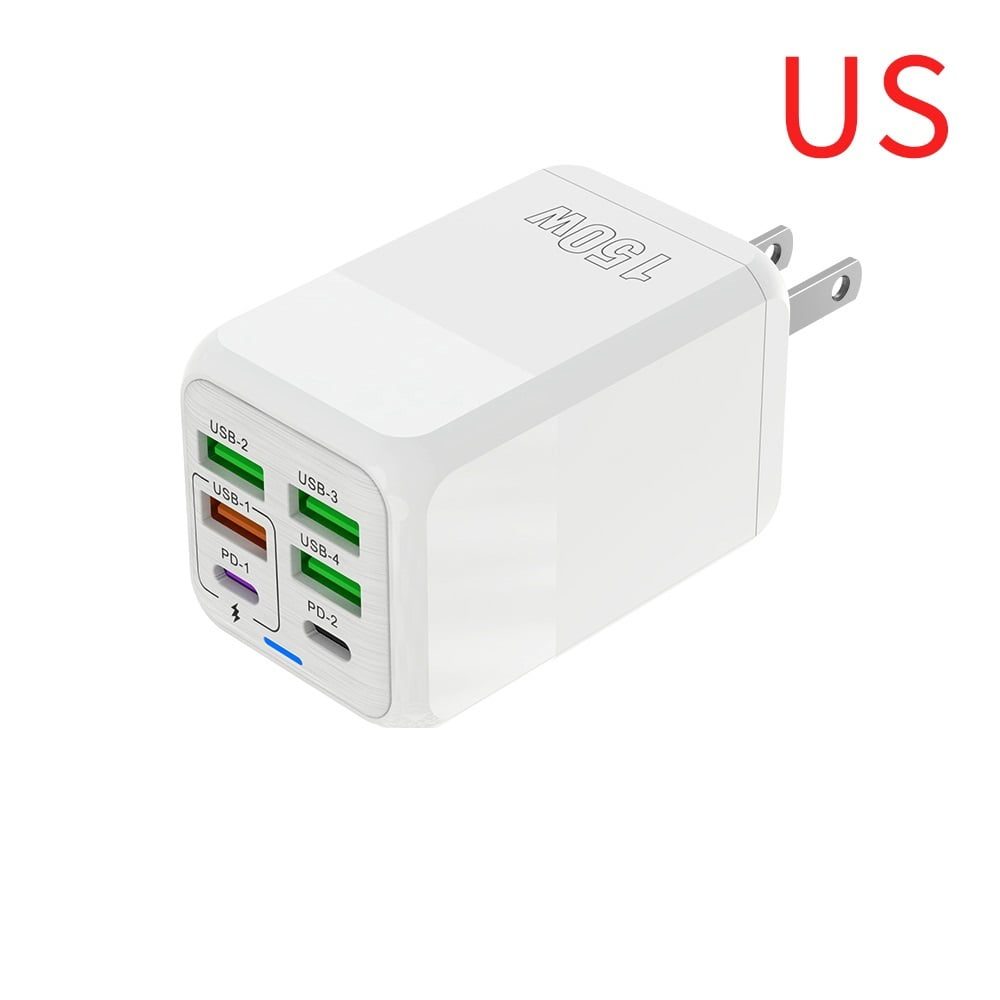 150W 6 Ports Pd QC 4.0 Usb C Fast Charger Wall Adapter Super Fast Charging ,Fast Charging Devices
