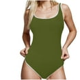 thumbnail image 4 of Sakmal Tummy Control Swimsuit Women Green Square Neck One Piece Swimwear Ribbed Full Coverage Swimsuits, 4 of 5