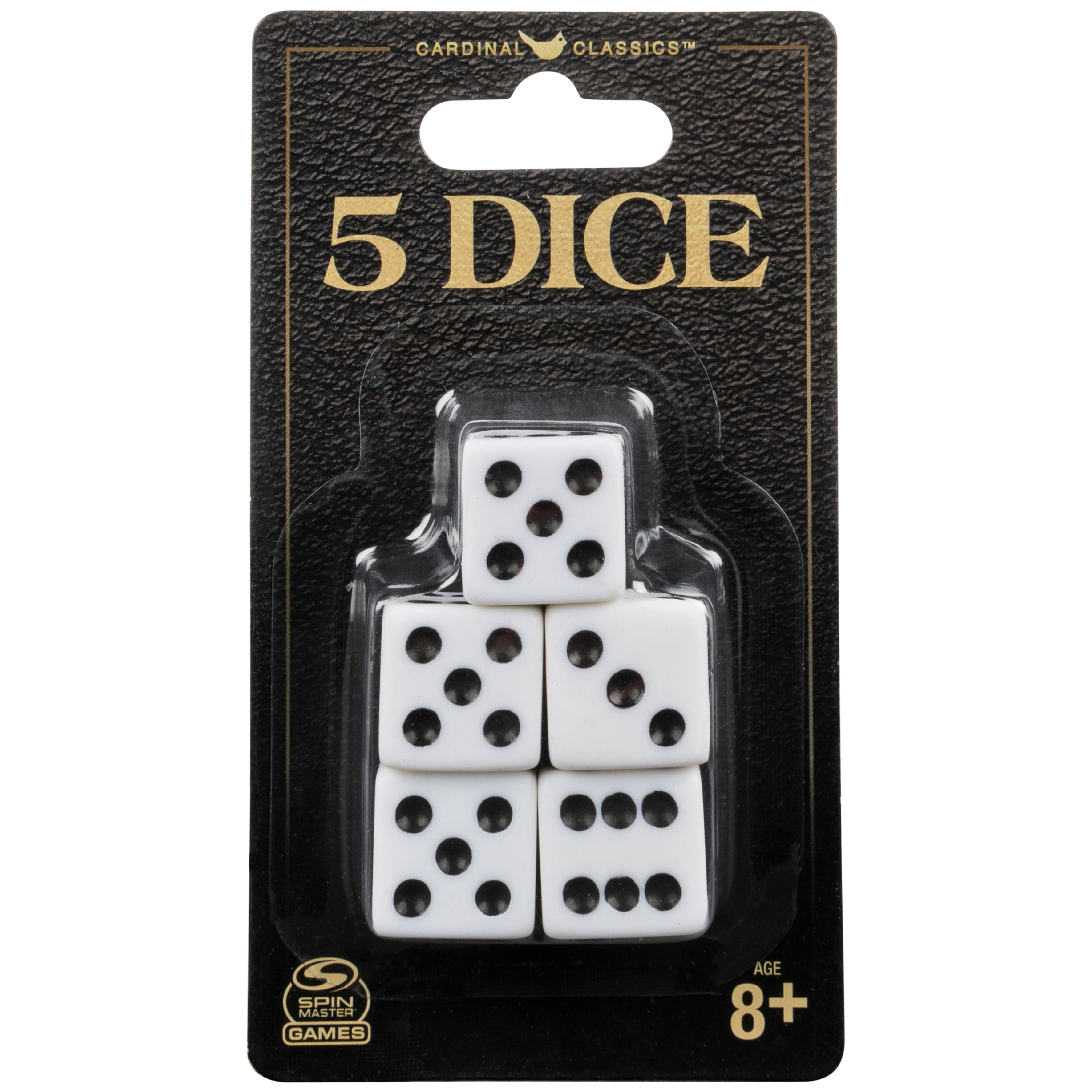 5 Dice, White Replacement Dice for Board Games and Card Games, 5-pack Set