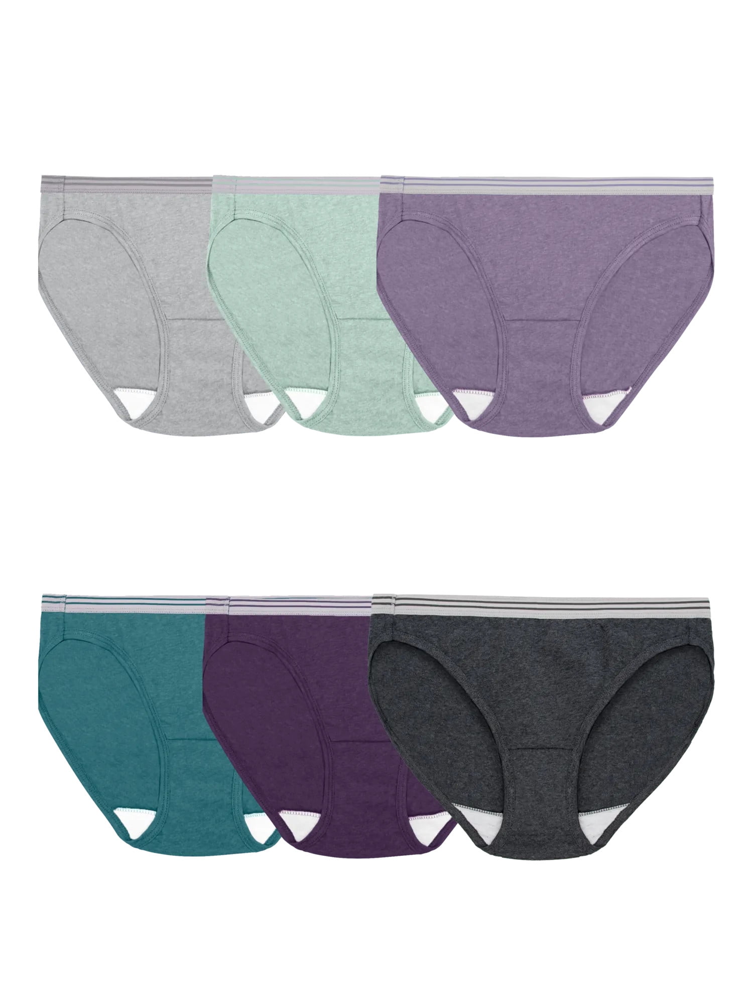 Fruit of the Loom Women's Cotton Blend Bikini Underwear, Soft Breathable Everyday Panties, 6-Pack, Sizes S-2XL