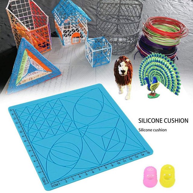 Tapete para bolígrafo 3D transparente de 6" x 6" con fusible y área de unión - Silicona flexible resistente al calor de doble cara - Accesorios para bolígrafo 3D compatible con plantilla - Actividad STEM para niños y adultos JM