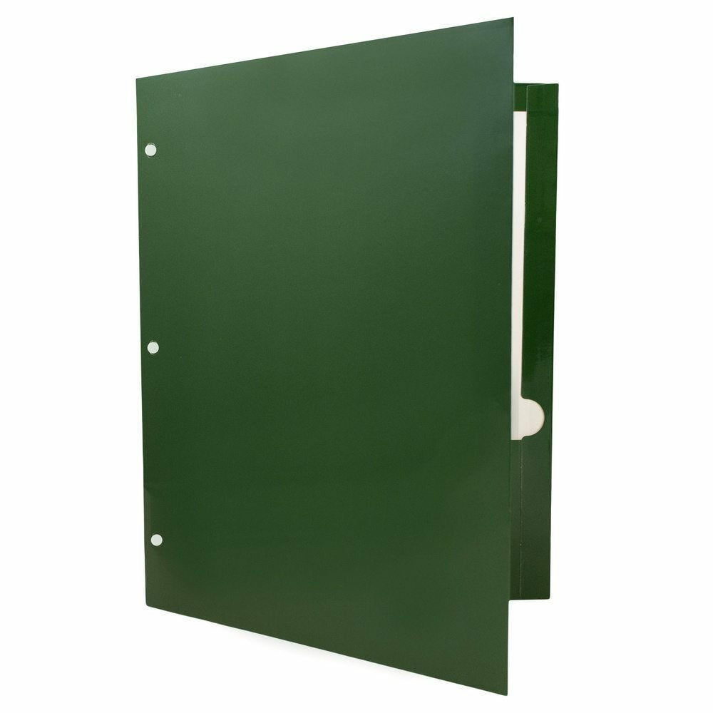 JAM Paper Laminated Two Pocket Glossy 3 Hole Punch School Folders, Green, 3/Pack