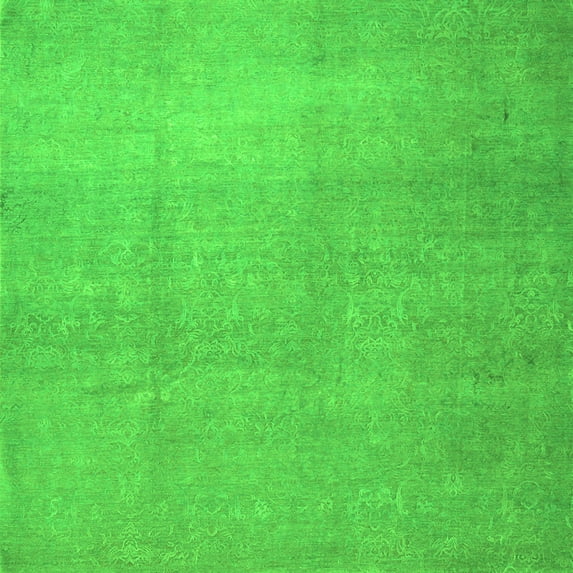 Ahgly Company Indoor Square Abstract Green Contemporary Area Rugs, 3' Square