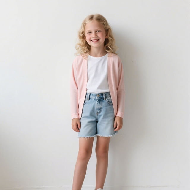 Cowsor Girls Cardigans Kids Fashion Open Front Long Sleeve Knit Sweaters Outerwear