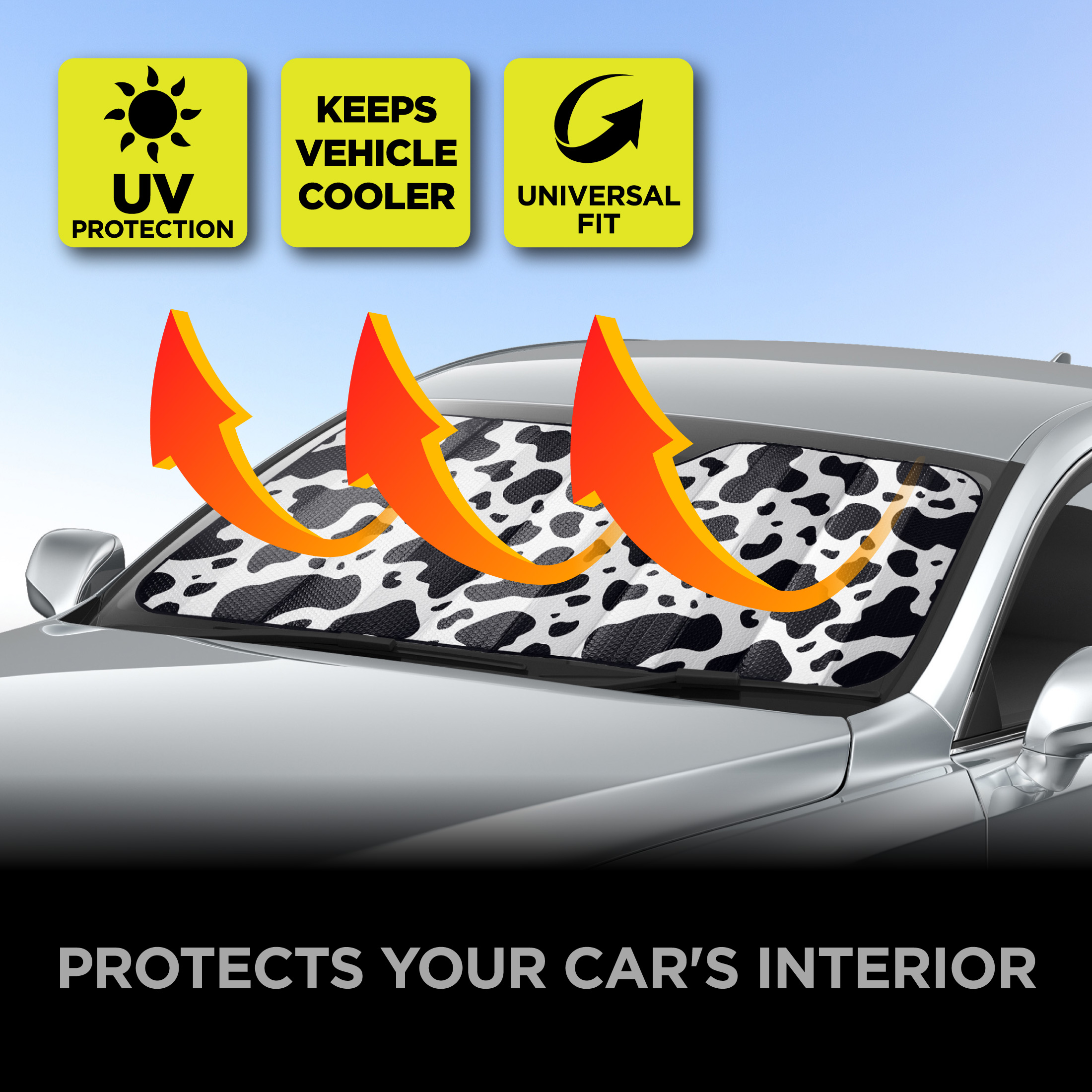 Auto Drive Cow Print Accordion Windshield Sunshade photo 2