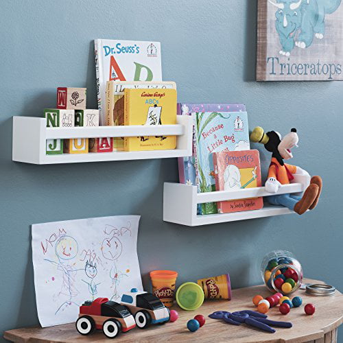 Wallniture Utah Set Of 2 Nursery Room Wood Floating Wall Shelves White Canada - Nursery Wall Bookshelf White