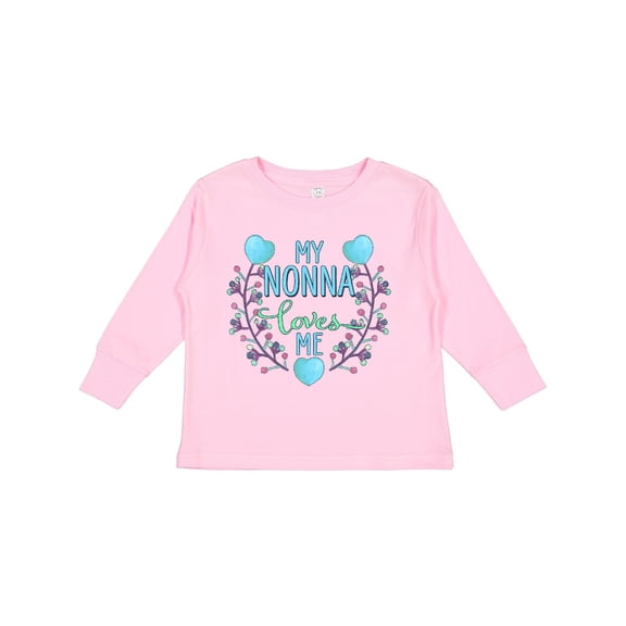 Inktastic My Nonna Loves Me with Flowers and Hearts Boys or Girls Long Sleeve Toddler T-Shirt