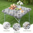 thumbnail image 4 of Blue Quatrefoil Geometric Pattern Square Fitted Tablecloth with Elastic Edge,Square Table Cover,Washable Elastic Table Cover for Home Kitchen Party Decor 36"x36", 4 of 6