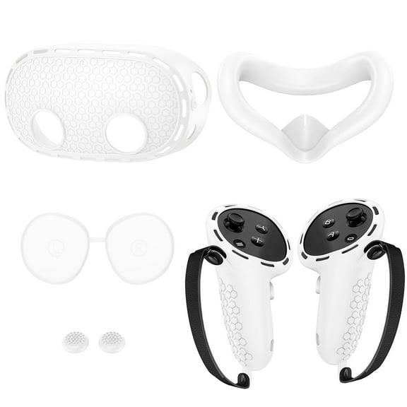 SUNHUFA Silicone Cover Set Controller Grips VR Shell Cover for Meta Quest 3S (White)