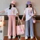 thumbnail image 2 of Ropa deportiva de verano para niños, conjunto de dos piezas, camiseta de manga corta y pantalones, informal, nuevo estilo, 2024, 2 of 5