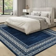 thumbnail image 4 of Washable Area Rug for Living Room, Modern Bedroom Carpet with Non Slip Backing, Soft Low Pile Geometric Indoor Rug for Dining Room Home Office, 2×6 ft to 10×13 ft, Blue Tones or Reddish Brown, 4 of 9