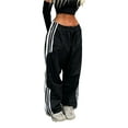 thumbnail image 4 of nvzhuang Women's Side Pockets Trousers, Side Horizontal Stripes Elastic Waist Sweatpants Long Pants, 4 of 10
