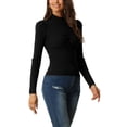thumbnail image 4 of INSPIRE CHIC Seta T Women's' High Neck Ruched Front Puff Long Sleeve Casual Sweater S Black, 4 of 6