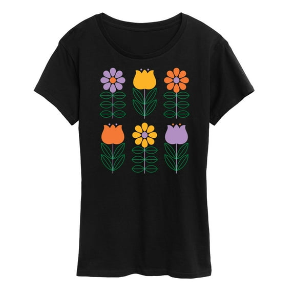 Instant Message - Retro Flower Grid - Women's Short Sleeve Graphic T-Shirt