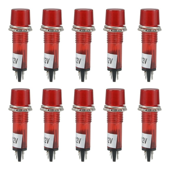 Signal Indicator Dash Light DC 12V Neon Bulbs XD10-3 Red 10mm Panel Mount 10Pcs
