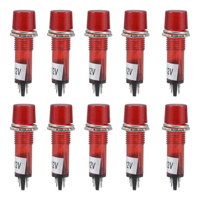 Unique Bargains Indicateur de Signal Lumière de Tableau de Bord DC 12V Ampoules LED XD10-3 Rouge Panneau 10mm Montage 10 Pcs