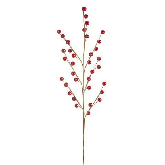 Full of high gloss shine and a classic red color, this 18-inch berry spray is the perfect accessory for filling out floral arrangements.