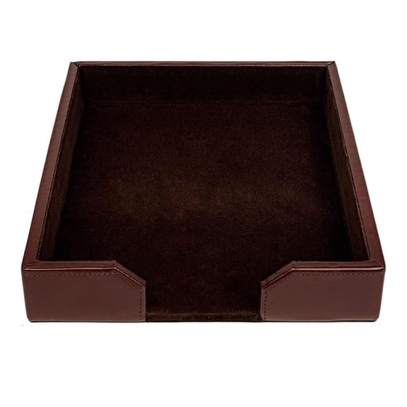 Leather Desktop Letter Tray - Dark Brown Office Organizer