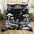 thumbnail image 2 of Erosebridal Jungle Mushroom Duvet Cover Twin, Black White Bedding Sets Twin Size, Mystic Galaxy Decor, Reversible（No Comforter）, 2 of 7
