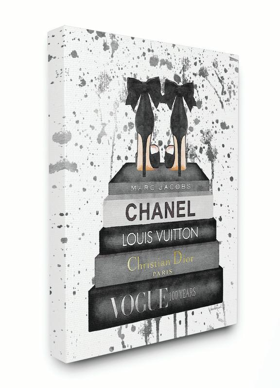 Stupell Industries Watercolor High Fashion Bookstack Canvas Wall Art 17x17 Inch, Designed By Amanda Greenwood