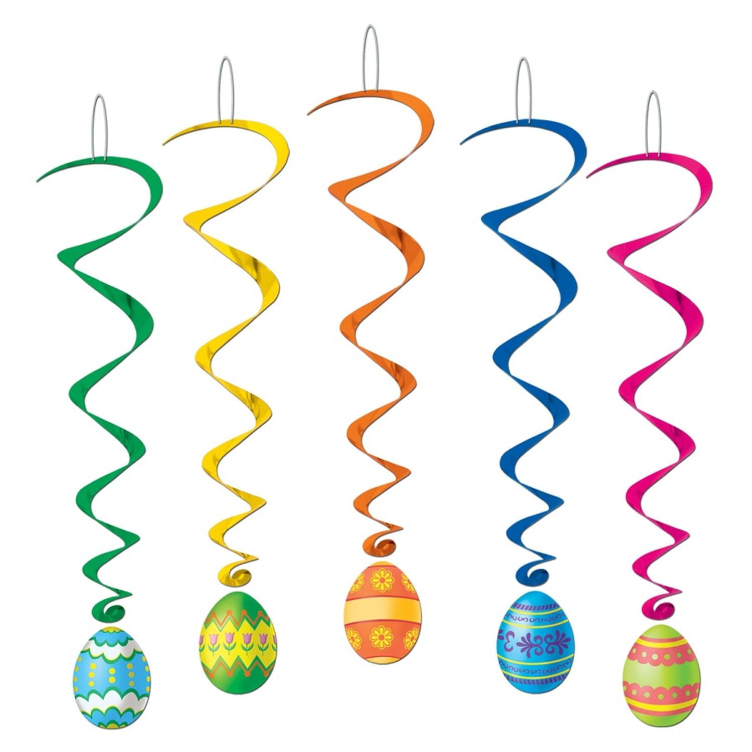 Club Pack of 30 Vibrant Easter Egg Whirls Hanging Decorations 3.25