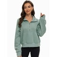 thumbnail image 6 of Womens Half Zip Sweatshirts Cropped Long Sleeve Hoodies Oversized Quarter Zip Up Pullover Tops, 6 of 6