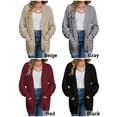 thumbnail image 5 of Hanerdun Women Sweater Cardigans Female Casual Pocket Open Front Cardigan Red L, 5 of 5