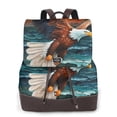 thumbnail image 1 of Balery Textured Bald Eagle Mochila de Cuero para Mujeres, Gran Capacidad, Bolsa de Viaje Multifuncional, Mochila de Cuero y Bolsa de Hombro para Mujeres, 1 of 4