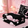 thumbnail image 5 of meiyoeat Bowknot Letter Print A Zipper Twin Comforter Sets with Fitted Sheet and 2 Pillowcases For Girls,Girly Pink Bow Zipper Bedding Set For Kids,Pink Reversible,4 Pieces, 5 of 7