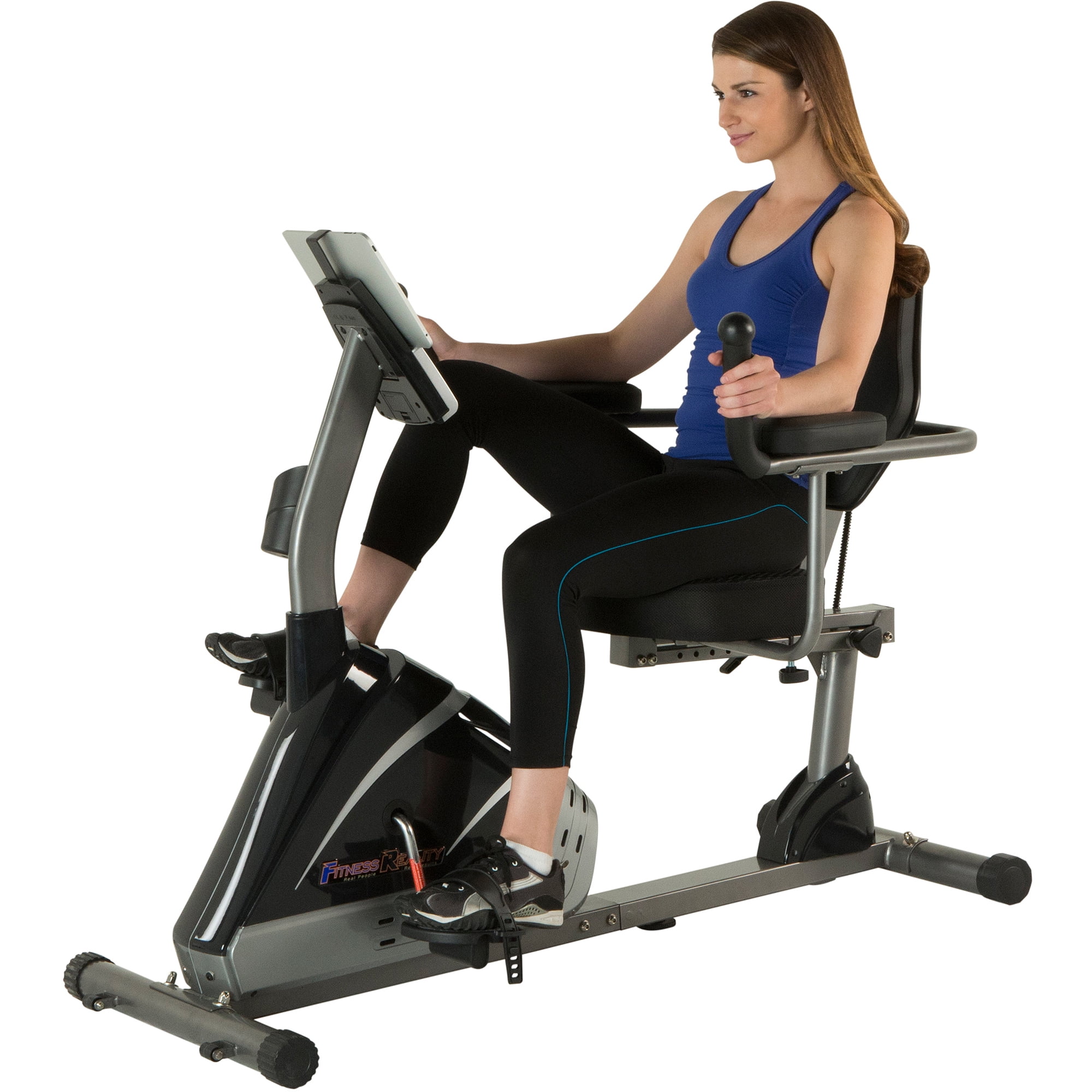 recumbent exercise bike with moving arms