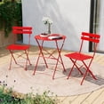 thumbnail image 5 of Decksplore 3-Piece Folding Metal Outdoor Bistro Set, Table and 2 Chairs, Red, 5 of 6