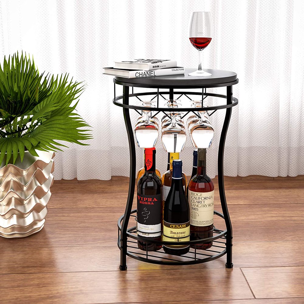 Mecor Metal Wine Rack，Free Standing Round Wine Storage Shelves for 7