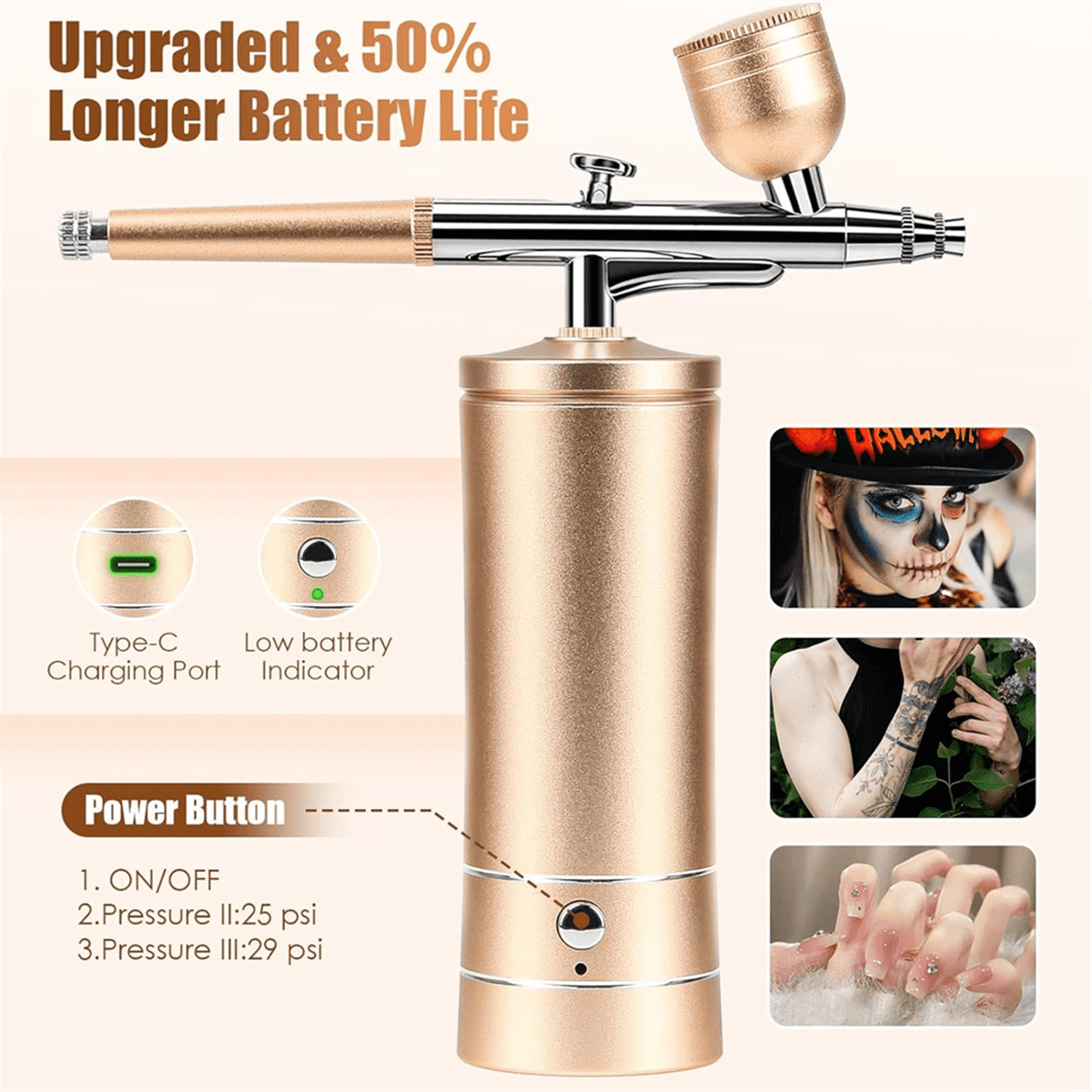 Airbrush - Kit Rechargeable Cordless Airbrush Compressor - Nail Art Airbrush Kit Portable AirBrush for Nails, Cake
