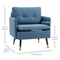 thumbnail image 3 of HOMCOM Accent Chair with Tufted Back Cushion and Steel Legs for Living Room, 3 of 10