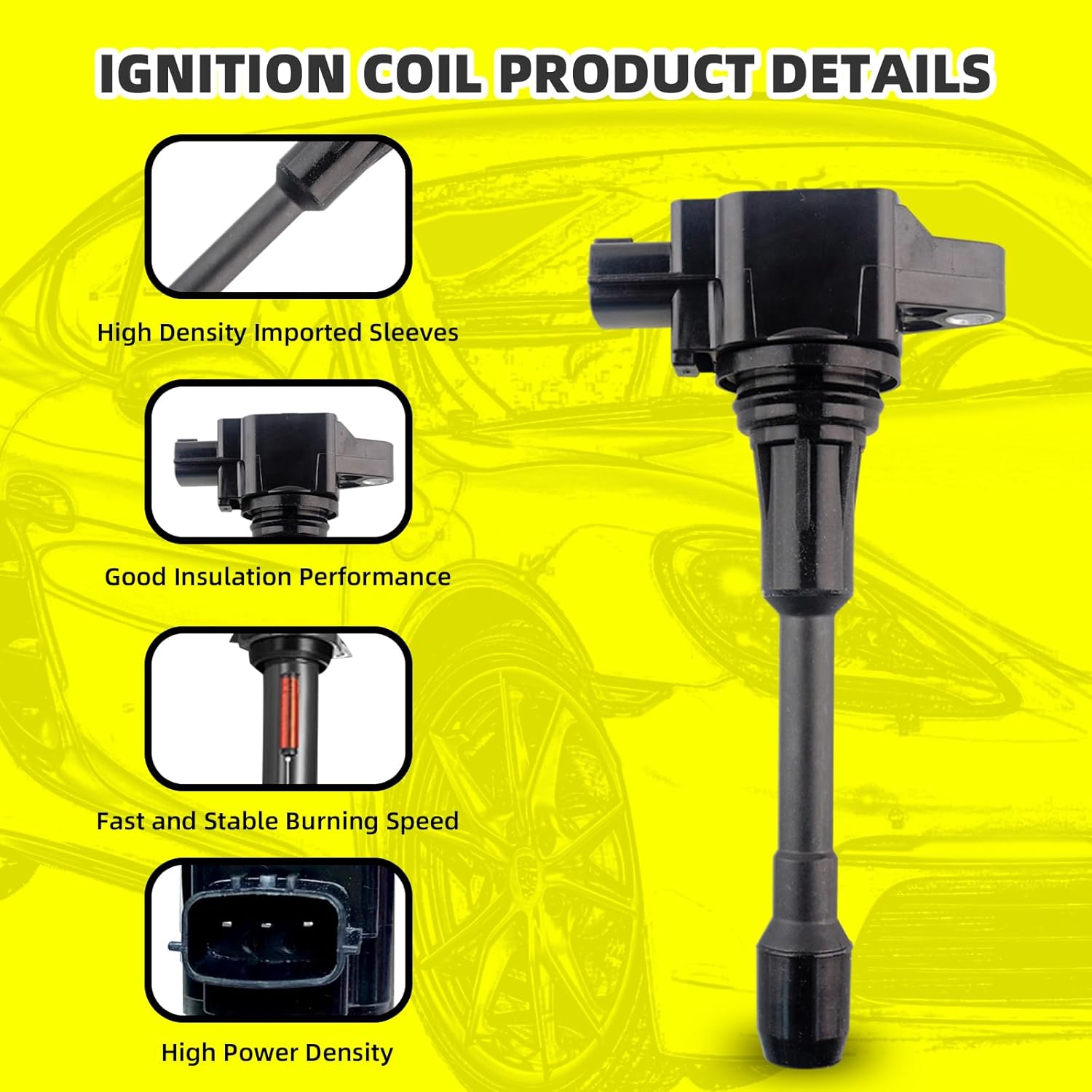 MOAUTO Set of 4 Ignition Coils Pack UF549 22448-1HM0A & 4 PCS Iridium Spark Plugs Compatible with 2008-2017 Nissan Sentra Altima Cube Rogue Versa Infiniti FX50 M56 QX60 NV200 NV350 Pathfinder